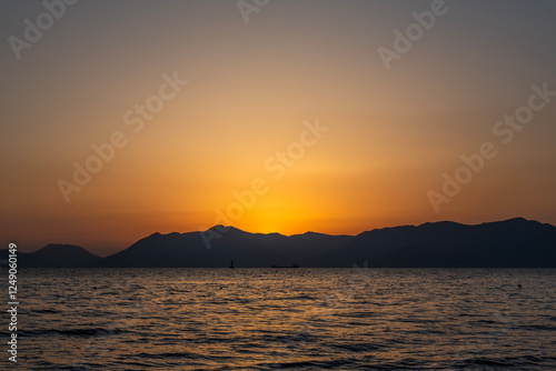 tranquil seascape after sunset