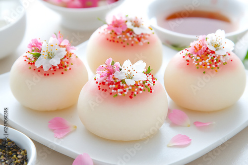  garnished sakura mochi photo