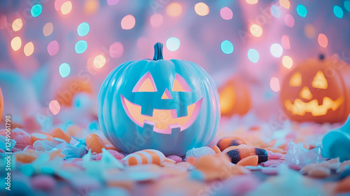 Candy-Colored Crypt: Teal Pumpkin's Sweet Specter photo