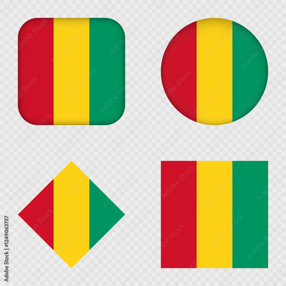 Fototapeta premium Guinea Flag Icons Pack. Vector illustration.