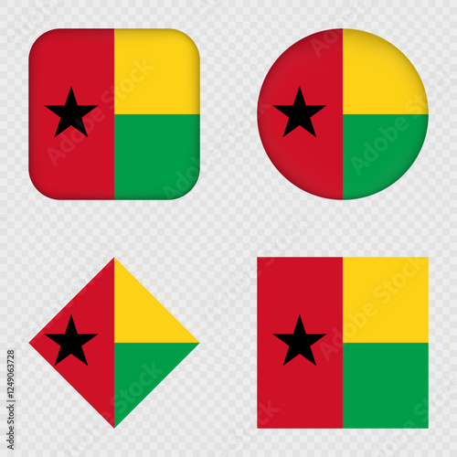 Guinea Bissau Flag Icons Pack. Vector illustration.