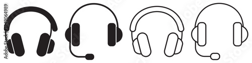Headphones earphones flat icon. Headset silhouette. Headphone icon vector. Headset icon symbols