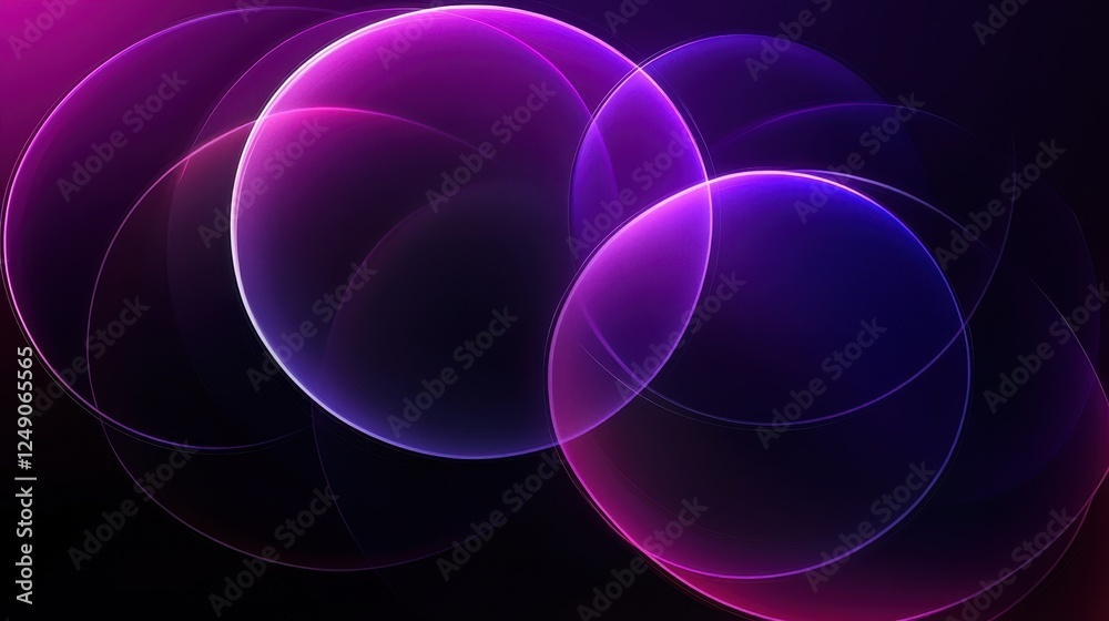 Abstract purple glowing circles, dark background, digital art, website banner Abstract purple glowing circles, dark background, digital art, website banner