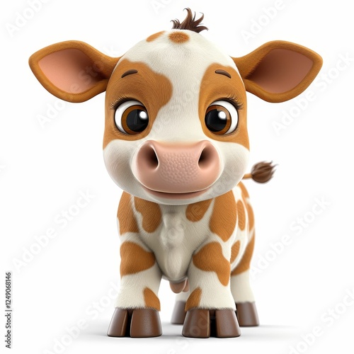 Isolated cow cutout on a white background for clear visual presentation and design purposes