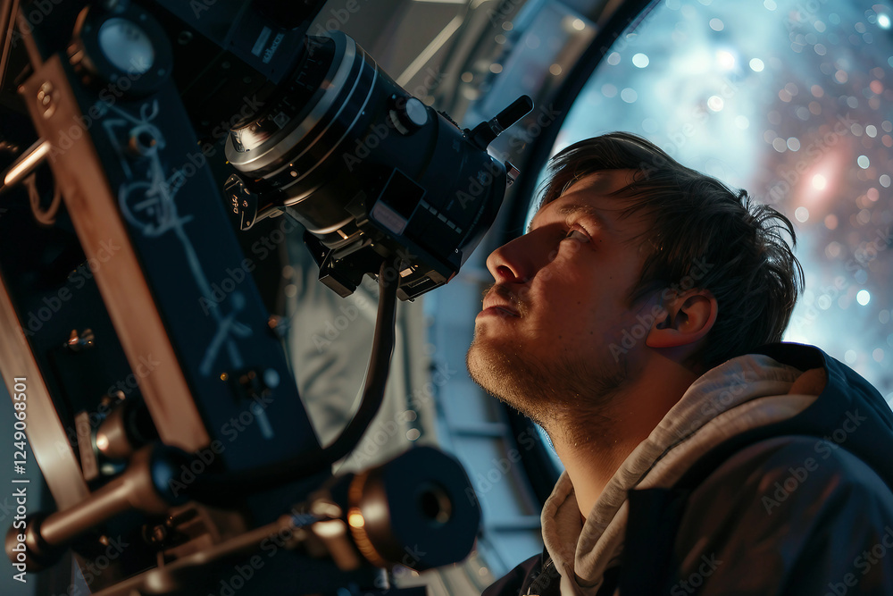 Fototapeta premium Passion for astronomy, magical moment made generative AI image