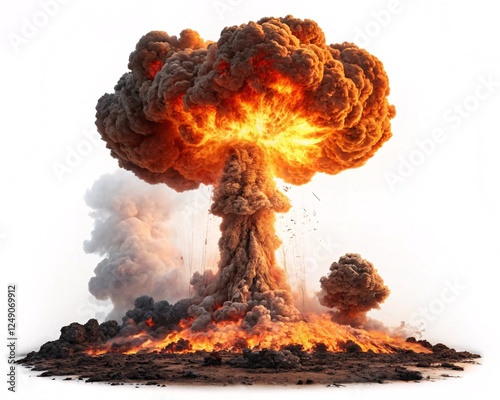 Massive Nuclear Explosion Mushroom Cloud Erupting From Ground photo