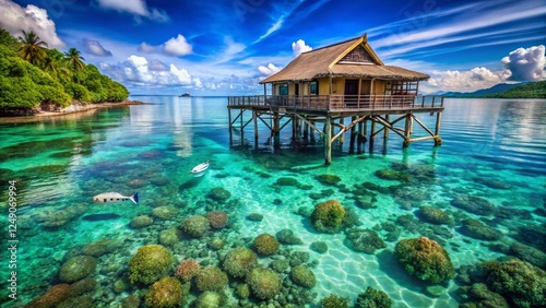 Kapalai Island Sabah Malaysia: Underwater White Grouper & Coral Reef photo