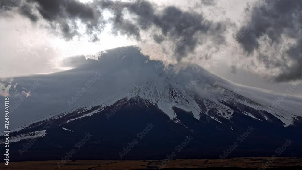 Beautiful timelapse of dramatic clouds over the mount Fuji in Japan Beautiful timelapse of dramatic clouds over the mount Fuji in Japan