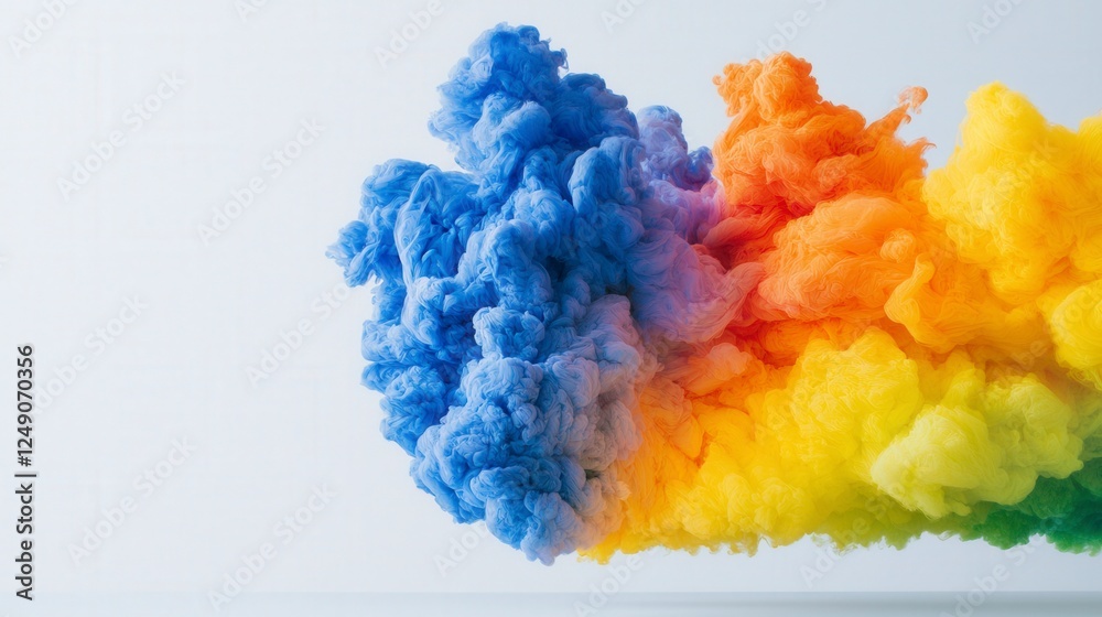 Fototapeta premium Colorful Smoke Explosion with Blue, Orange, Yellow, and Green Hues