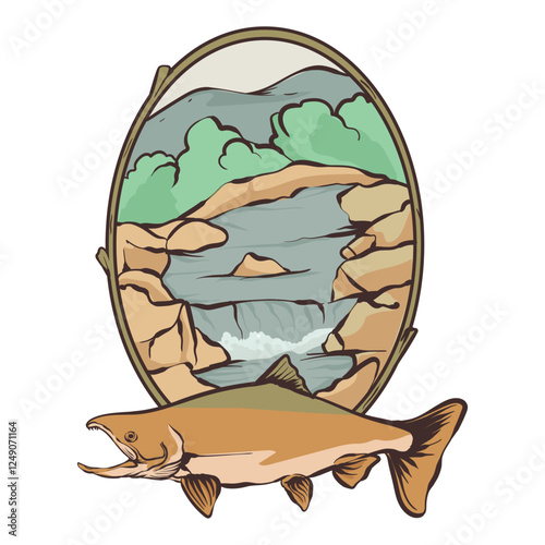 fishing vintage illustration design t shirt and logos vintage