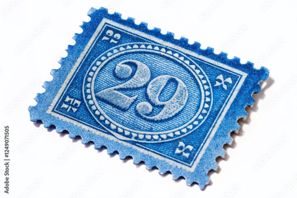 Obraz premium Leap Day 2024: Blue Stamp on White Background - Documentary Photography Style