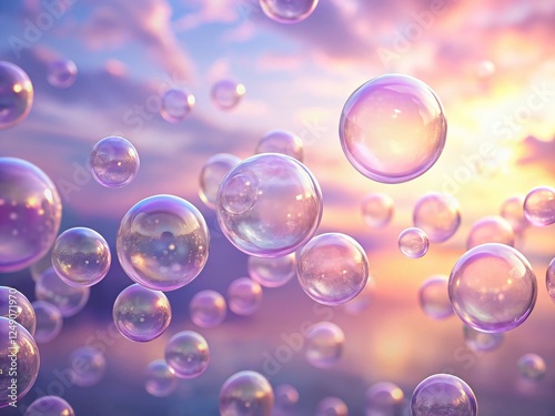 Wallpaper Mural Light Purple Background with Floating Bubbles - Abstract Pastel Stock Photo Torontodigital.ca