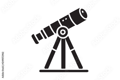  Clean Black Telescope Silhouette Modern Vector Art