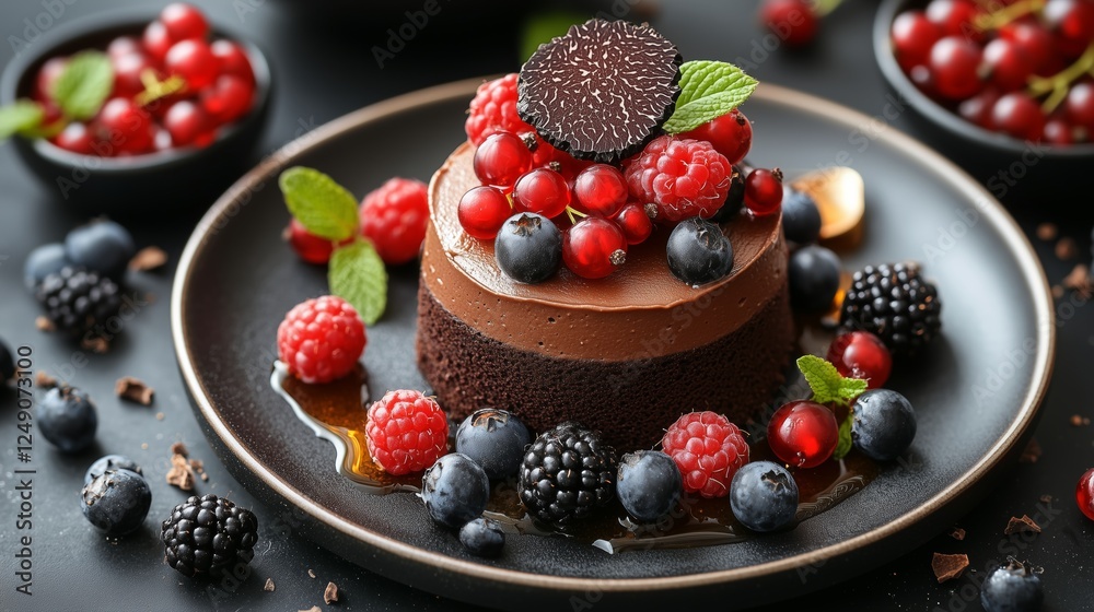 Dark chocolate mousse cake with berries Dark chocolate mousse cake with berries