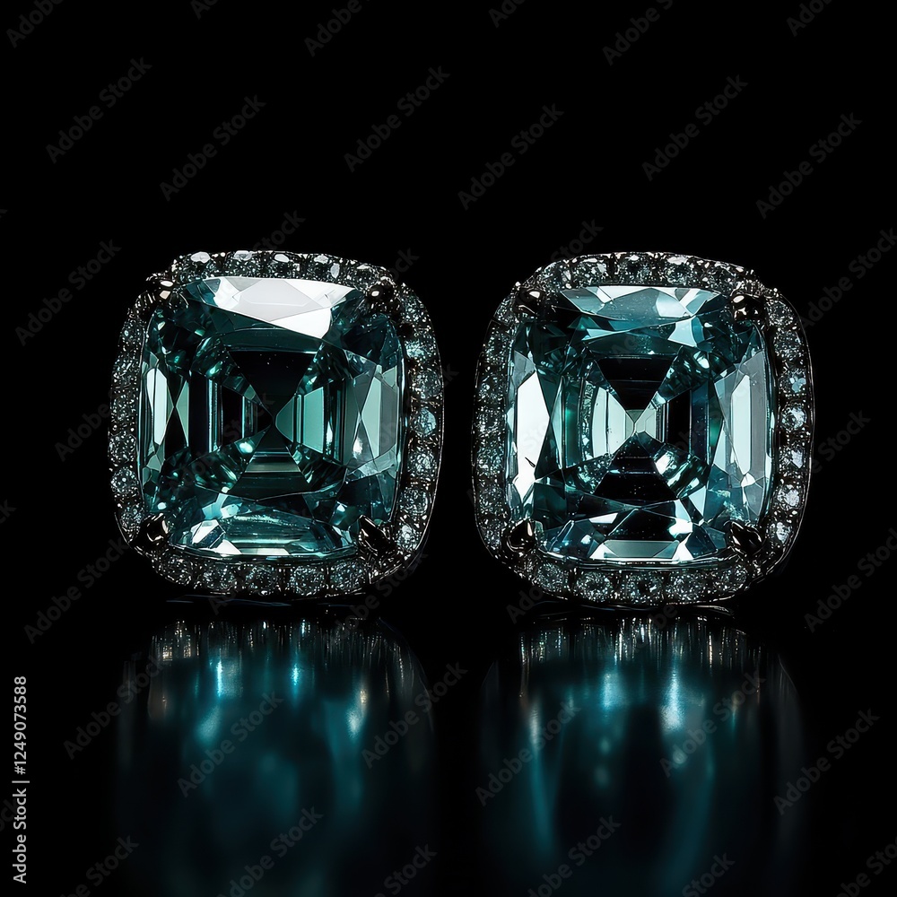 Elegant Blue Gemstone Earrings with Sparkling Details on Display Elegant Blue Gemstone Earrings with Sparkling Details on Display
