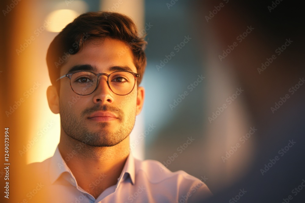 portrait of a businessman with glasses in office portrait of a businessman with glasses in office