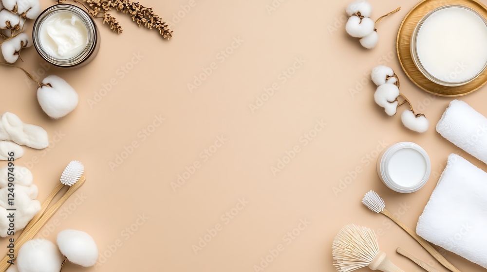 Natural Skincare Products & Spa Essentials Flat Lay AI Generated Natural Skincare Products & Spa Essentials Flat Lay AI Generated