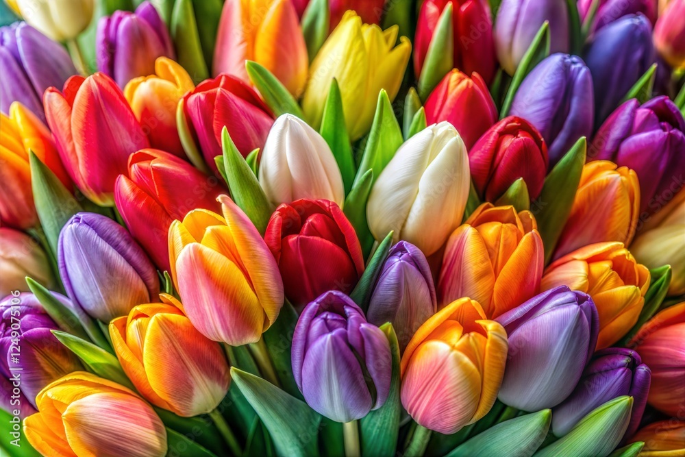 Bright and vibrant tulip bouquet close-up flower wallpaper concept Bright and vibrant tulip bouquet close-up flower wallpaper concept