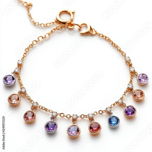 Wallpaper Mural Elegant Rose Gold Bracelet with Colorful Gemstones and Diamonds Torontodigital.ca