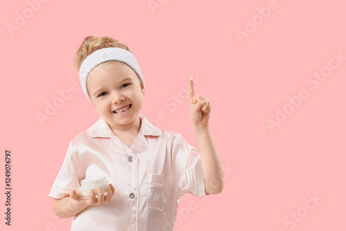 Cute little happy girl in p...