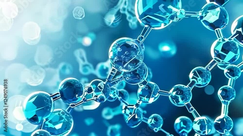 Dynamic molecular structures in motion: a closeup of transparent blue molecules in a microscopic world