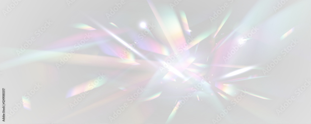 Png Background with light bokeh effect. Gorgeous Christmas background with glowing dust. Png Rainbow light and crystal dust. Png Crystal shimmering with rainbow effect. 