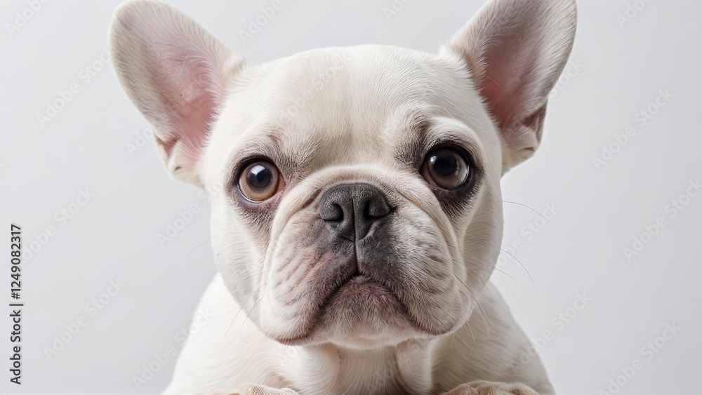 White french bulldog on grey background White french bulldog on grey background