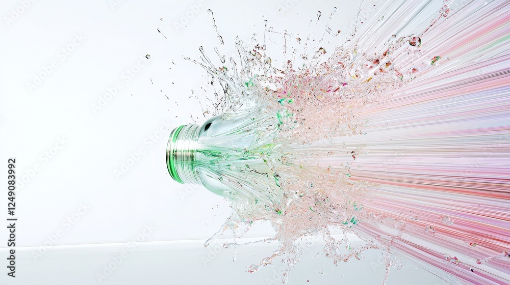 Obraz premium Water Bottle Splashing with Colorful Water Stream and Motion Effects