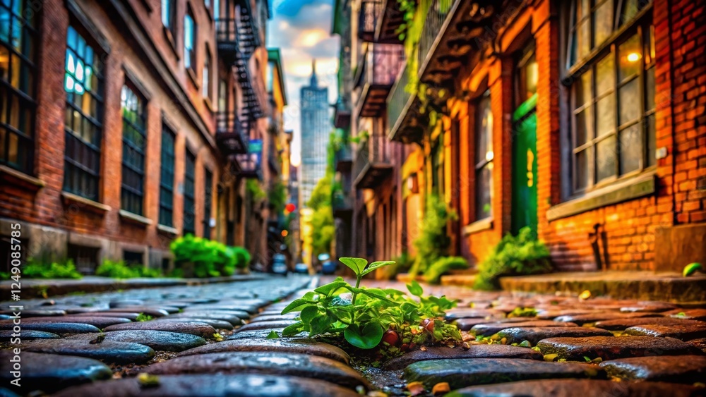 Fototapeta premium Macro NYC: Vibrant Street Details, Urban Textures, Close-Up Cityscape