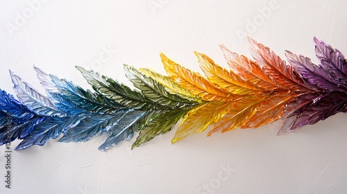 single cannabis leaf, painted in rainbow colors, isolated against a pure white backdrop, symbolizing freedom and the beauty of diversity. Rainbow cannabis leaf.isolate on white background.Illustration