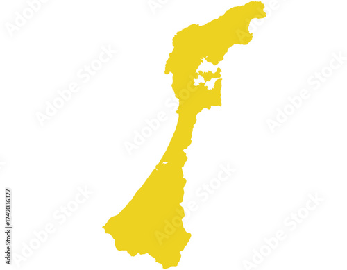 石川県　地図　黄色　イラスト