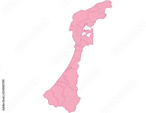 石川県　地図　ピンク　イラスト