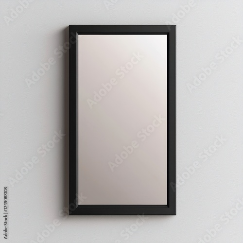 Minimalist Black Framed Mirror on Simple Light Wall Background