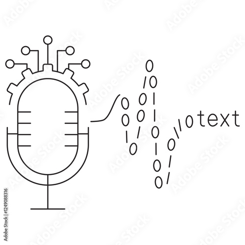 AI Speech Recognition icon. Simple outline monochrome black vector pictogram with thin lines on a transparent background. Line thickness is editable