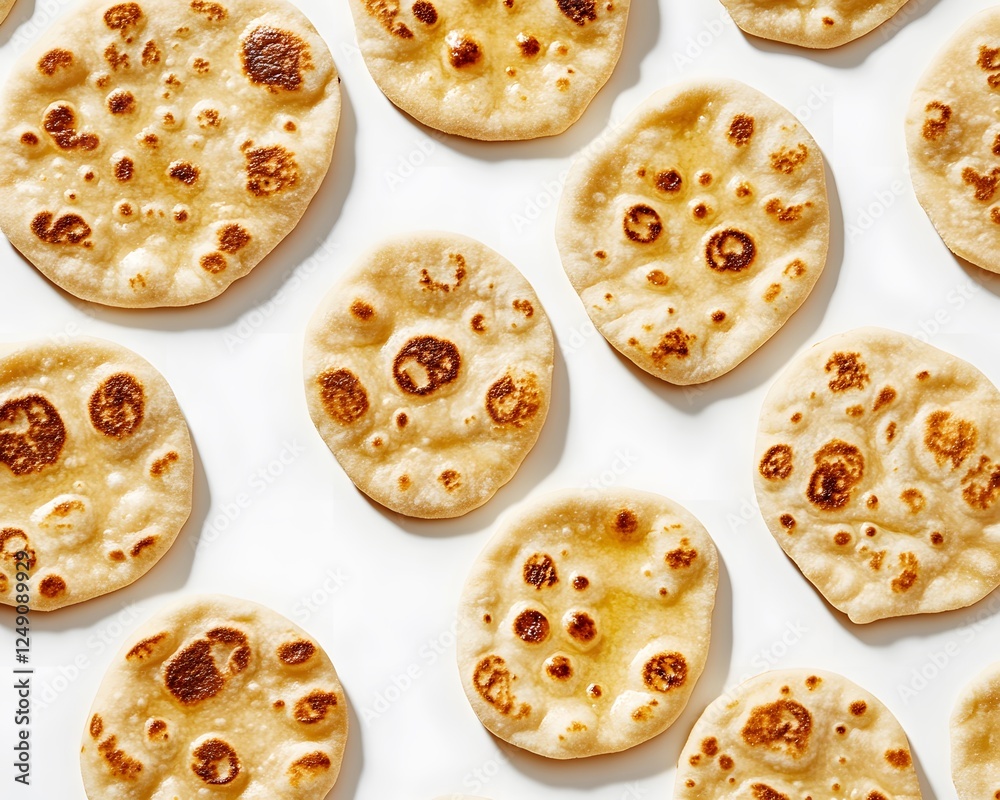 Several pieces of freshly cooked naan bread on white background Several pieces of freshly cooked naan bread on white background