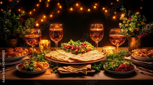 Traditional passover seder plate arrangement with ornate decor for festive celebration