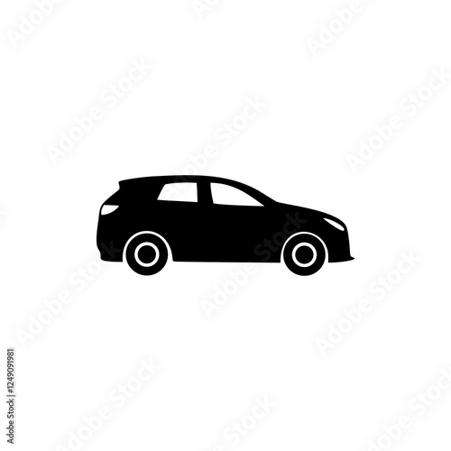 Car silhouette vector icon illustration, transport, PNG, isolated with white background