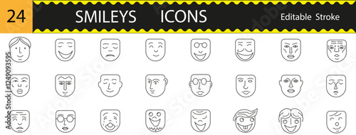 set of icons, collection, smileys
,stroke edits
