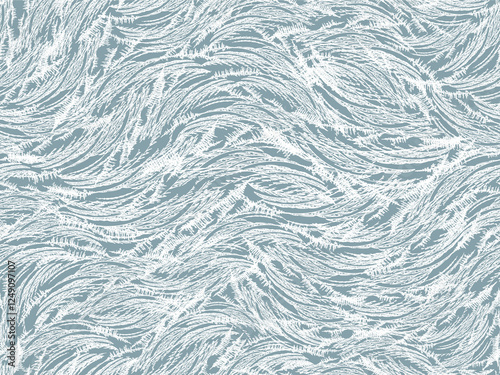 Frosty ice pattern on the window, seamless pattern, winter background, fresh cool hand drawn complicated graphic raster illustration