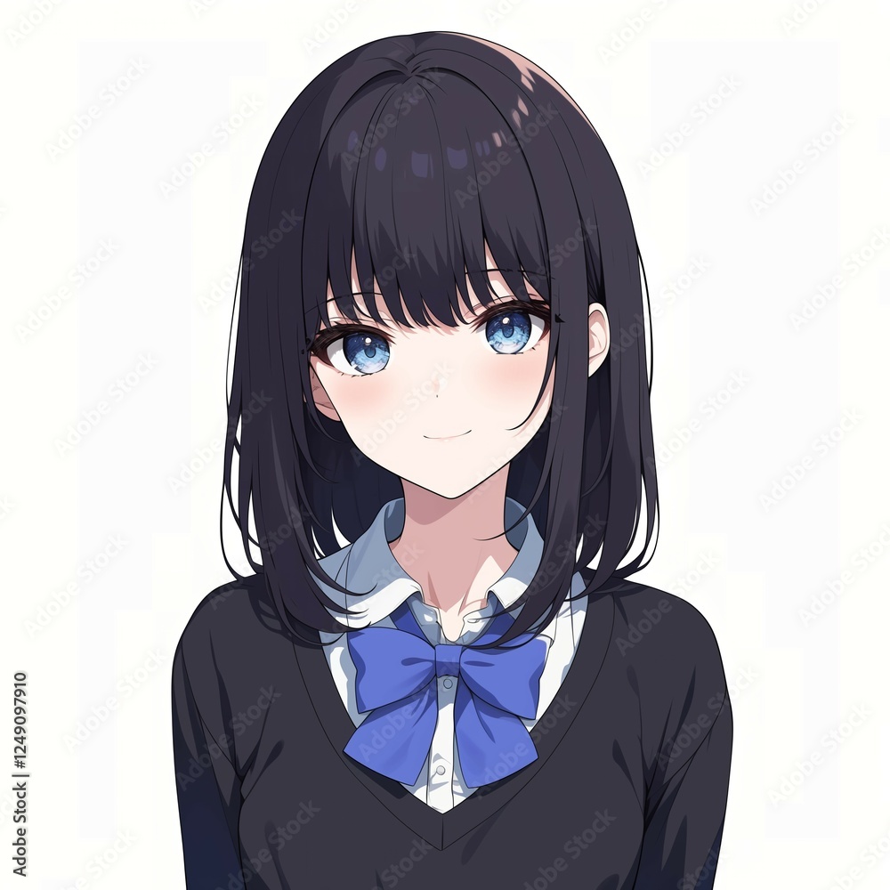 アニメ調の美少女の切り抜き用素材