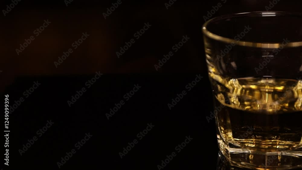 glass of alcohol on black background 