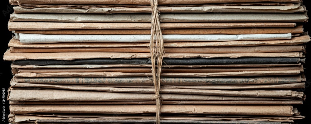 Stacking weathered old papers in a cozy study space Stacking weathered old papers in a cozy study space