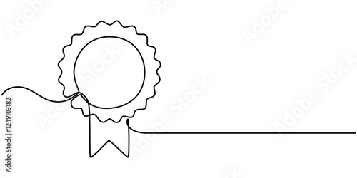 Award Ribbon Continuous Line Icon, Continuous Line Drawing of Award Icon. Hand Drawn Symbol Vector Illustration, ribbons winner, Continuous Line Drawing of Medal Icon. Hand Drawn Symbol pro Vector.