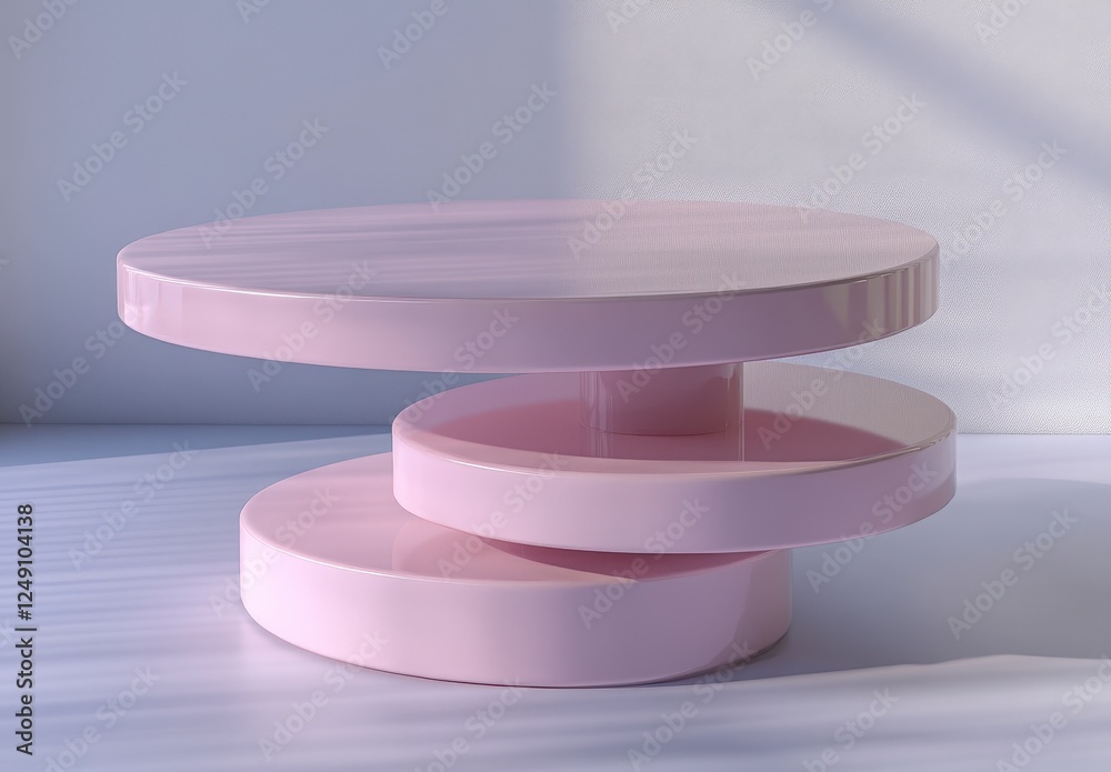 Modern Pink Coffee Table with Unique Circular Design and Smooth Finish Modern Pink Coffee Table with Unique Circular Design and Smooth Finish