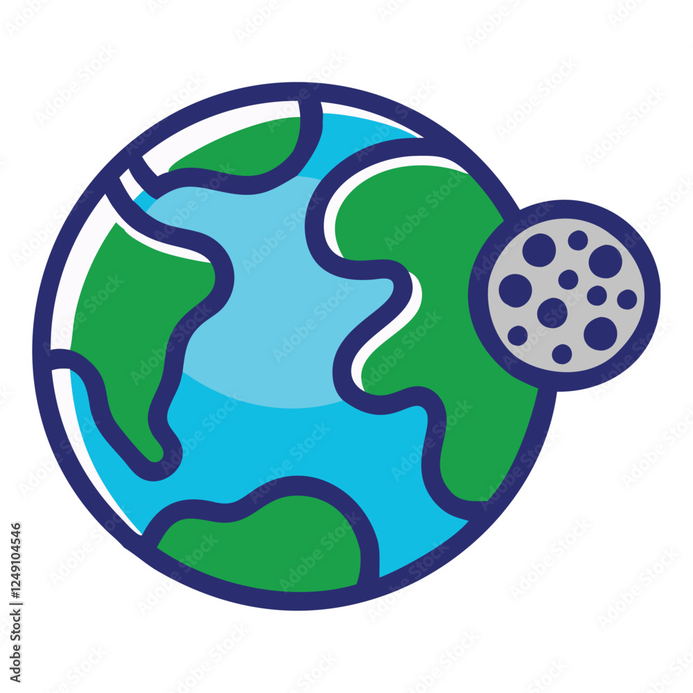 Earth and Moon Space View Icon Earth and Moon Space View Icon