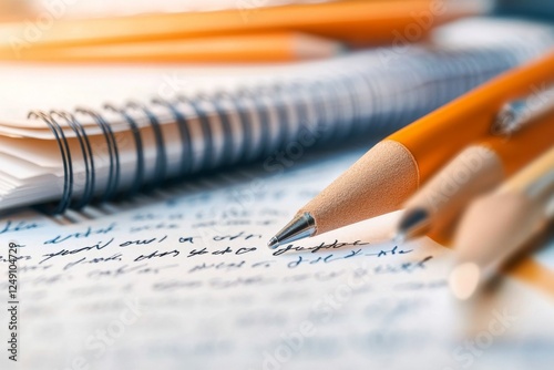 A highly detailed close-up of an academic module booklet with handwritten notes