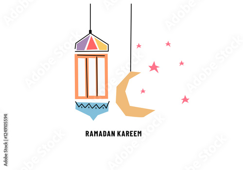 template featuring an icon of a crescent moon, a star, and a lantern, symbolizing the spirit of Ramadan. 