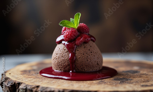 Decadent Xocolata Mousse with Red Raspberry Coulis photo