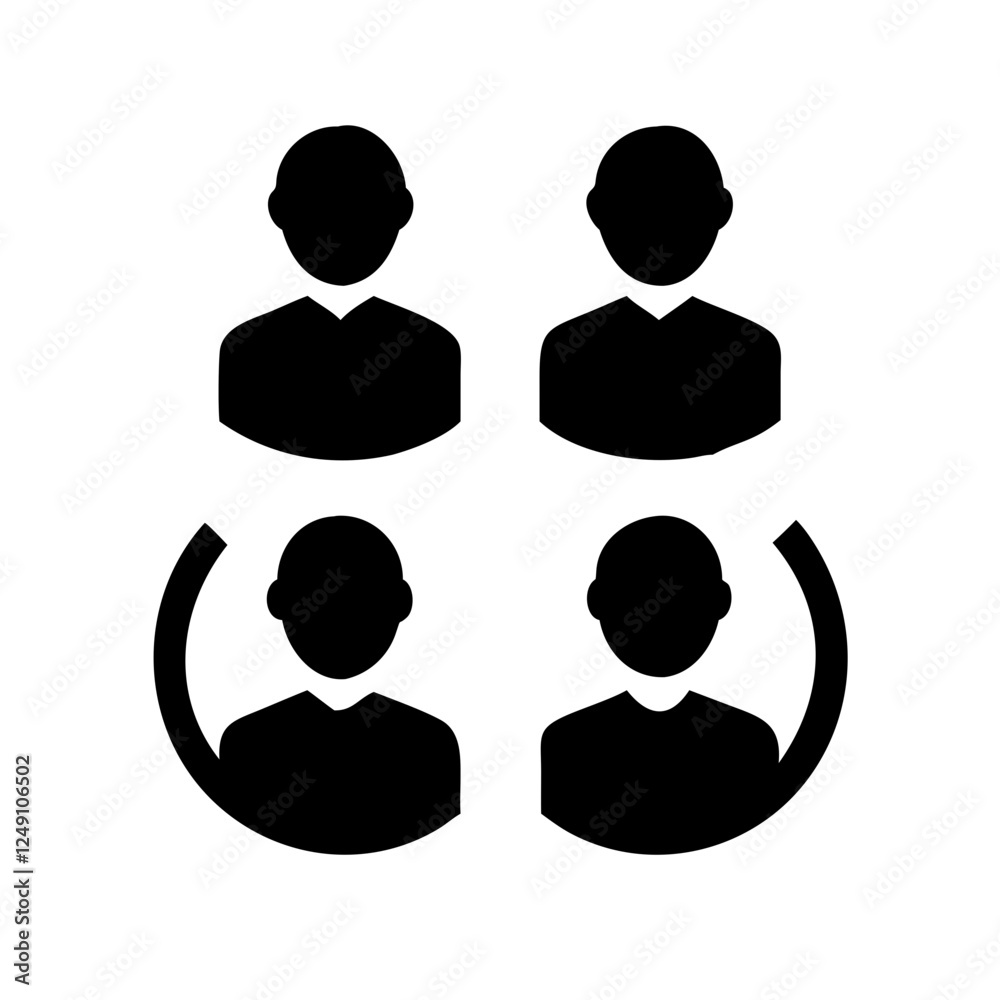 Teamwork Silhouette Design - Iconic Group Collaboration for Unity and Success.