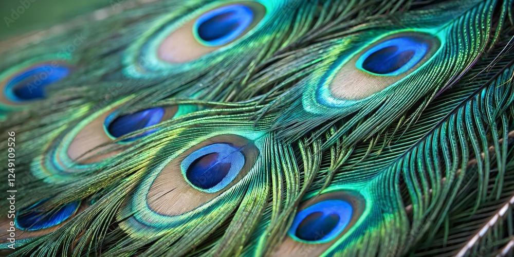 Obraz premium Vibrant Peacock Feather with Unique Patterns and Colors – Exotic Plumage Close-Up